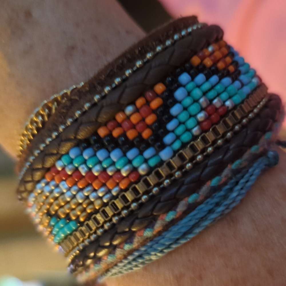 Leather beaded boho Western bracelet cool